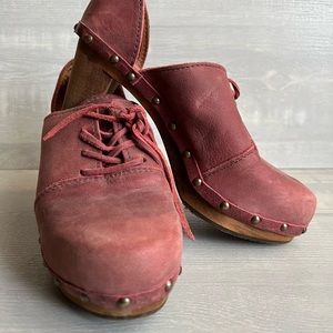 Sanita Theodora danish clog heels in wine leather size 38